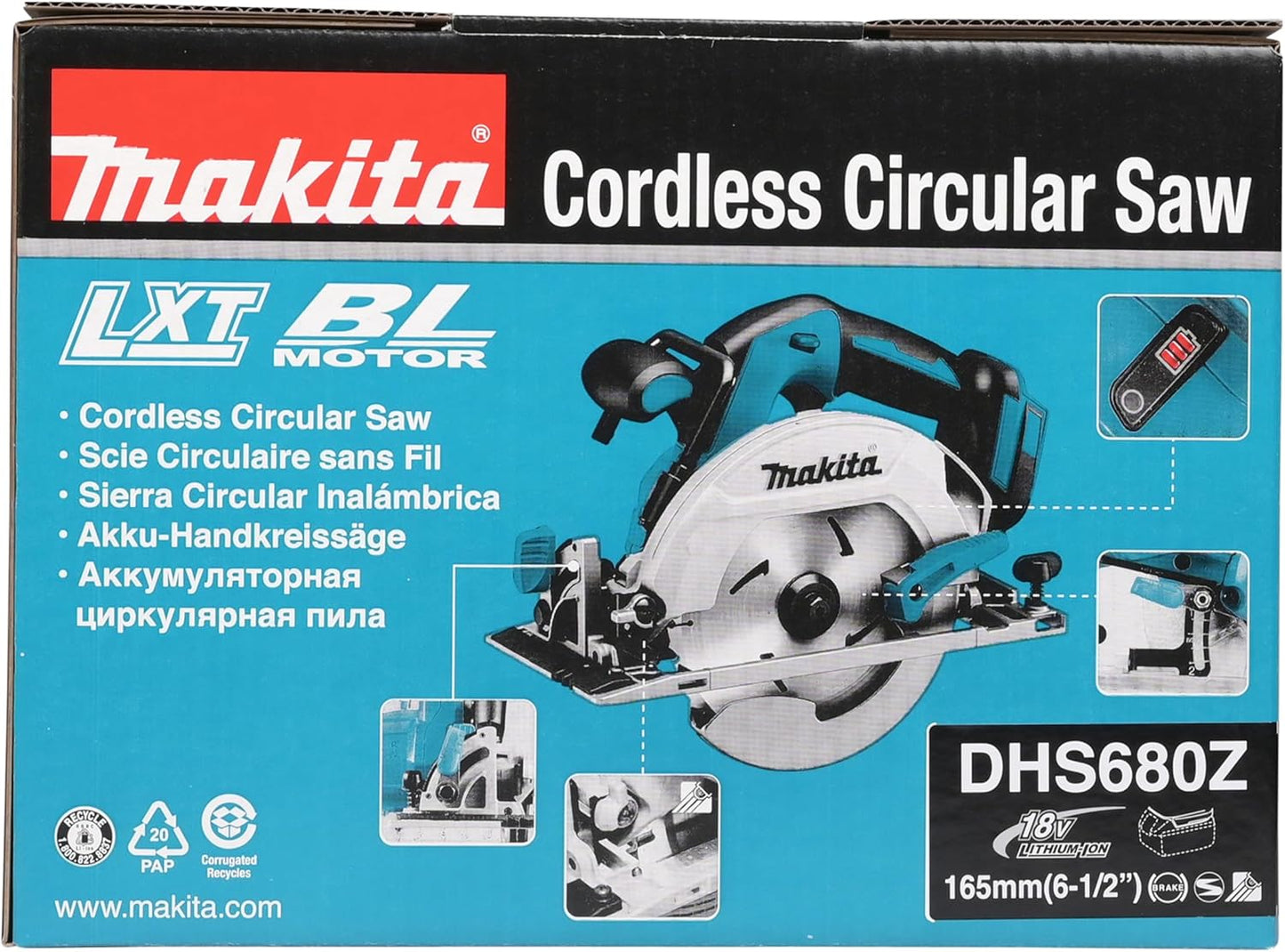 Makita DHS680Z 18V Li-Ion LXT Brushless Circular Saw 165mm – Batteries & Charger Not Included